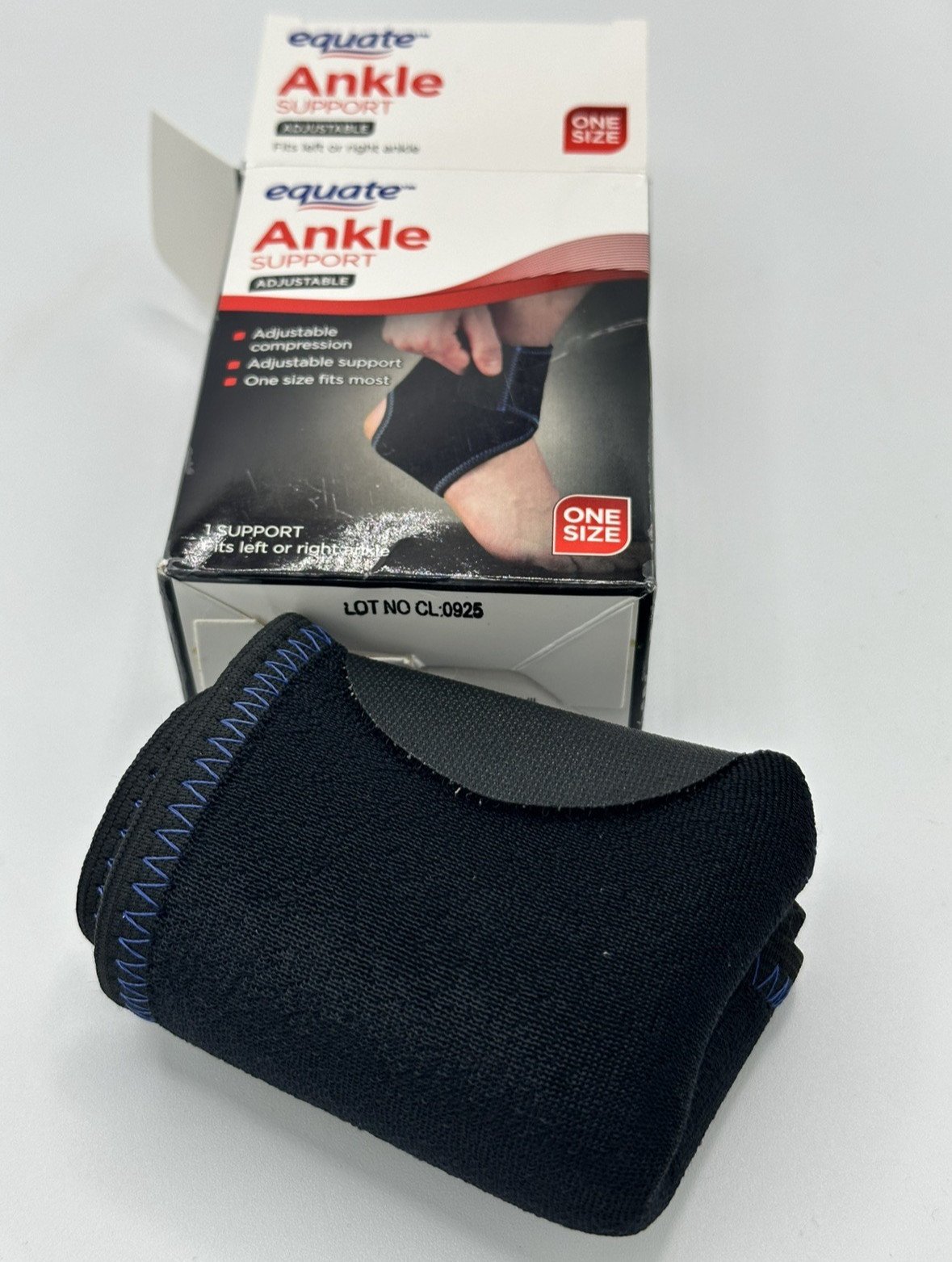 Equate Adjustable Ankle Support – Black – One Size – NEW In Box