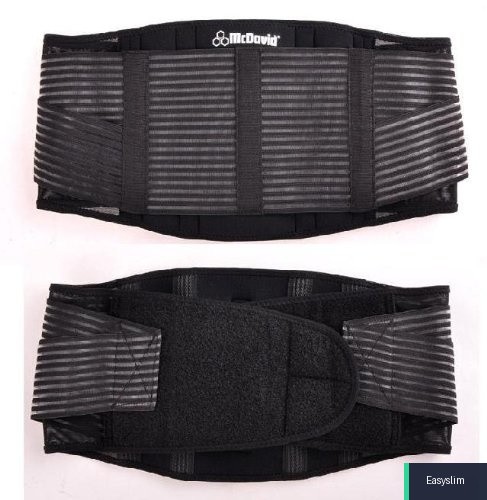 Back Support Large Black Neoprene 6 Steel Stays Thermal Compression