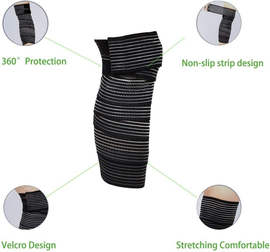 Extra Long Elastic Knee Wrap Compression Bandage Brace Support for Legs, Plantar