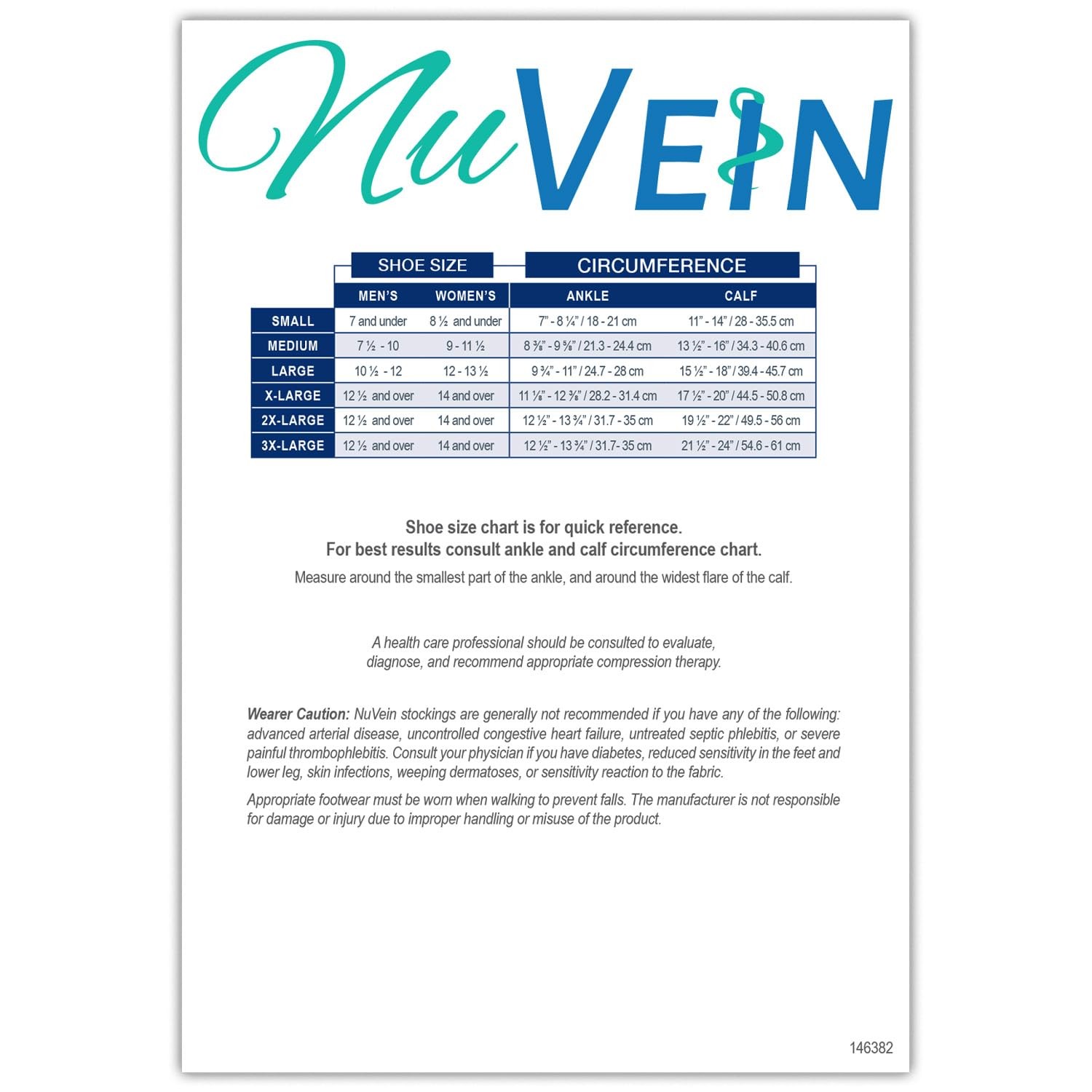 NuVein Surgical Stockings, 18 mmHg Recovery Support for Large (1 Pair), White