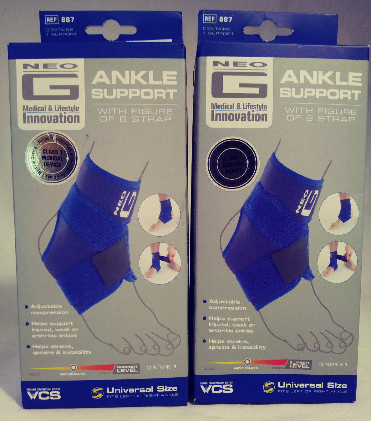 NEO G ANKLE SUPPORT W/ FIGURE OF 8 STRAP CLASS 1 MEDICAL DEVICE 2 PACK FREE SHIP