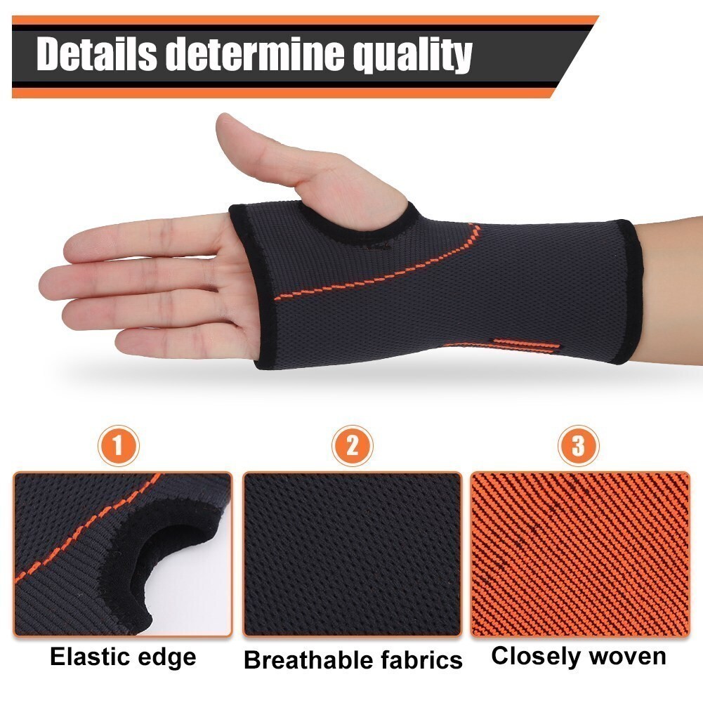1pc Black Unisex Sports Nylon Wrist Support Sleeve Protector Guard Protective