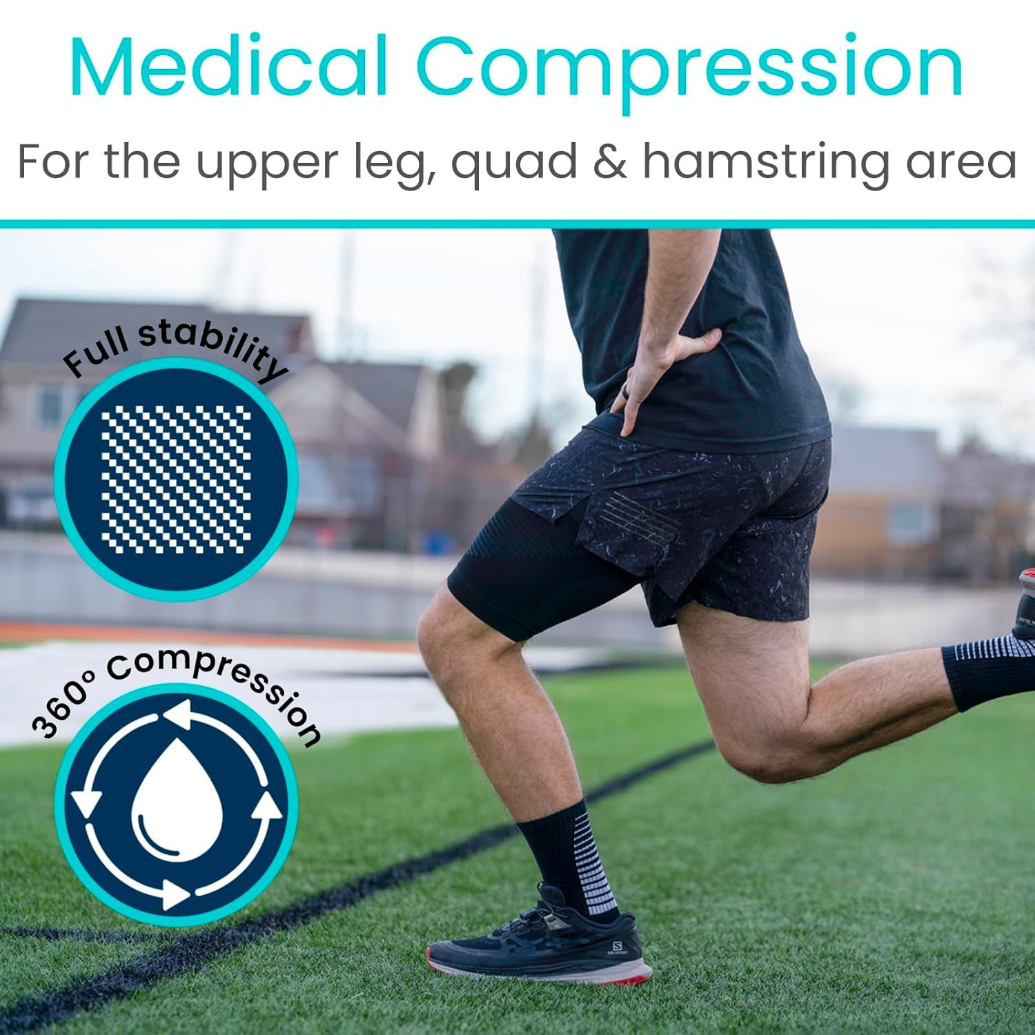 Thigh Compression Sleeve (2 Pack) Hamstring Brace for Upper Thigh – Breathable L