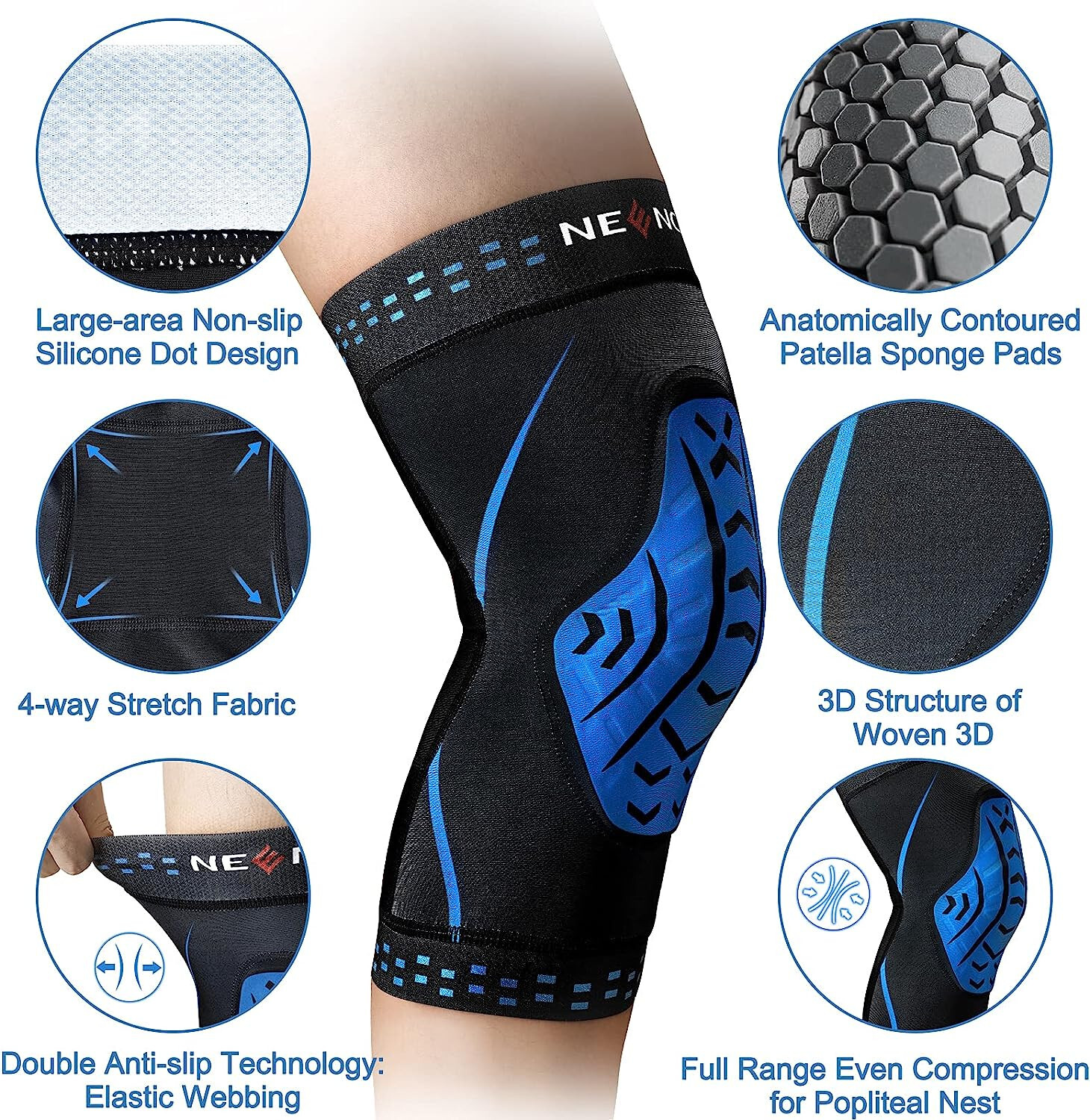 NEENCA Ultra-Thin Compression Knee Sleeves Knee Brace for Knee Pain Women Men