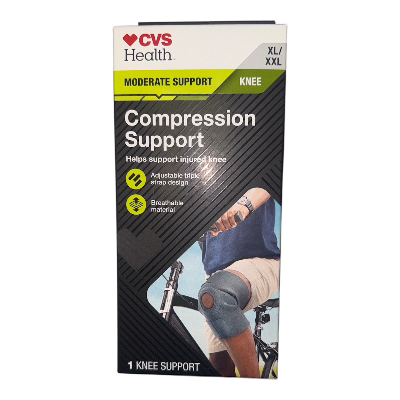 NIB CVS Health Compression Knee MODERATE Support Breathable Material XL/XXL