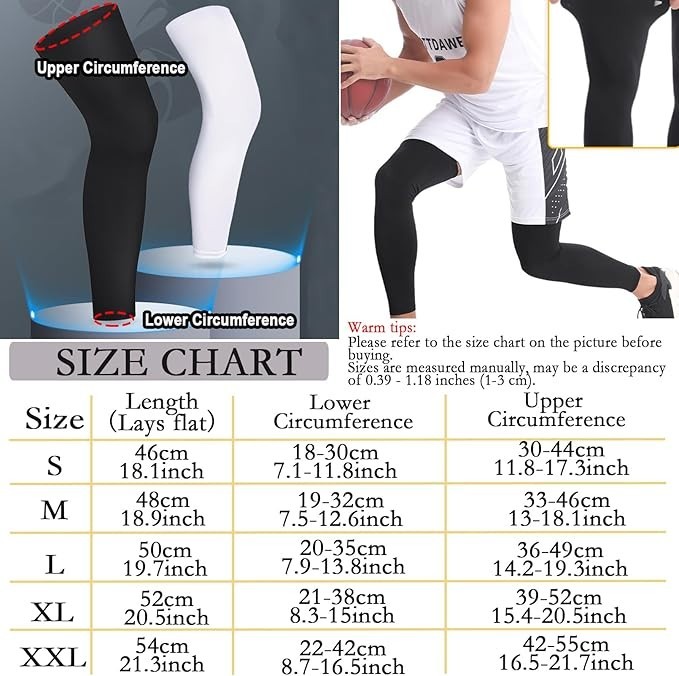 2 Pairs Leg Sleeves,Full Leg Compression Sleeve for Men Women,Long Knee Sleeve w