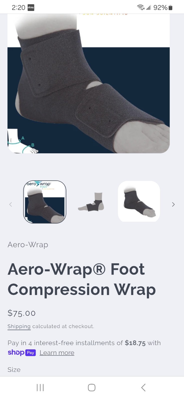Sun Scientific Aero Wrap Foot Form Fitting Compression Foot Wrap ( Large ) New