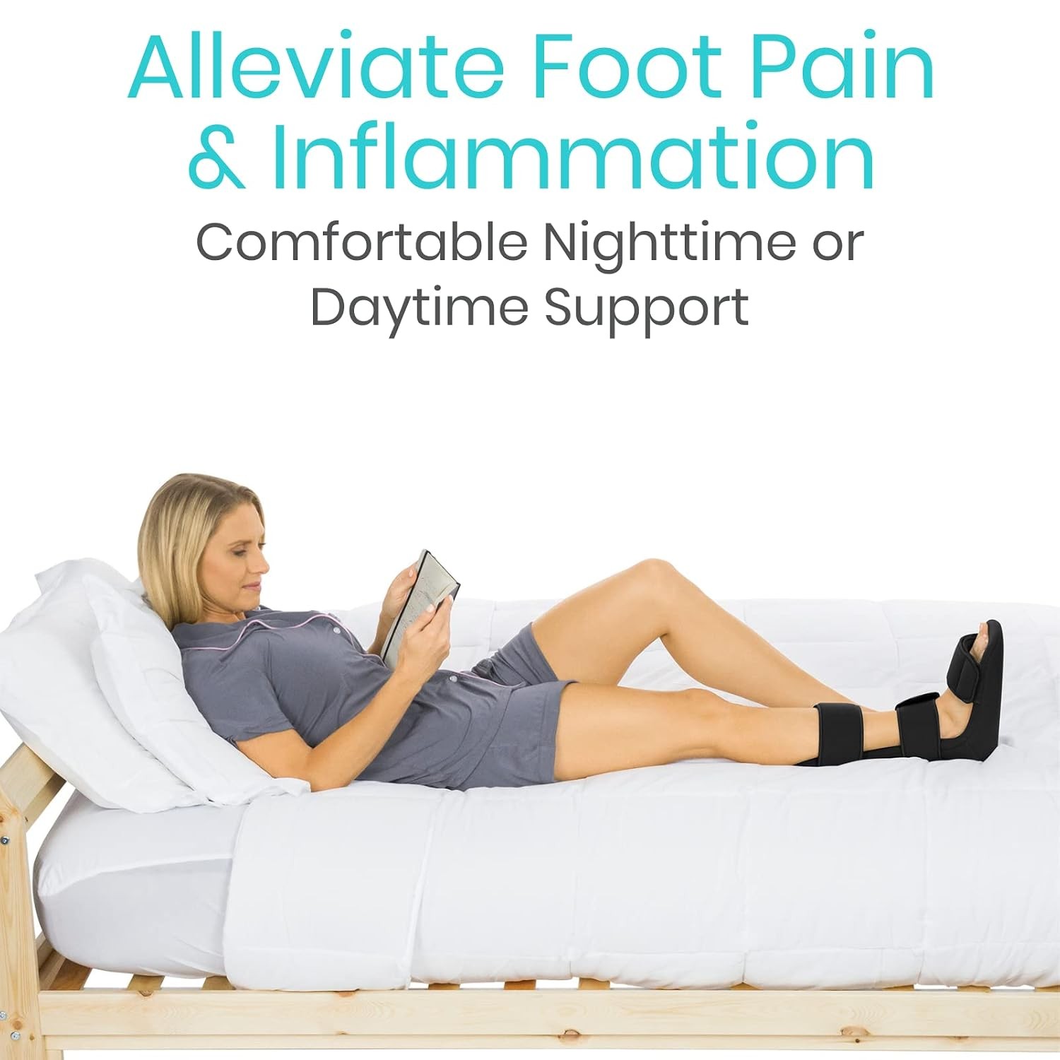Vive Plantar Fasciitis Night Splint Plus Trigger Point Stretch Wedges – Soft Leg