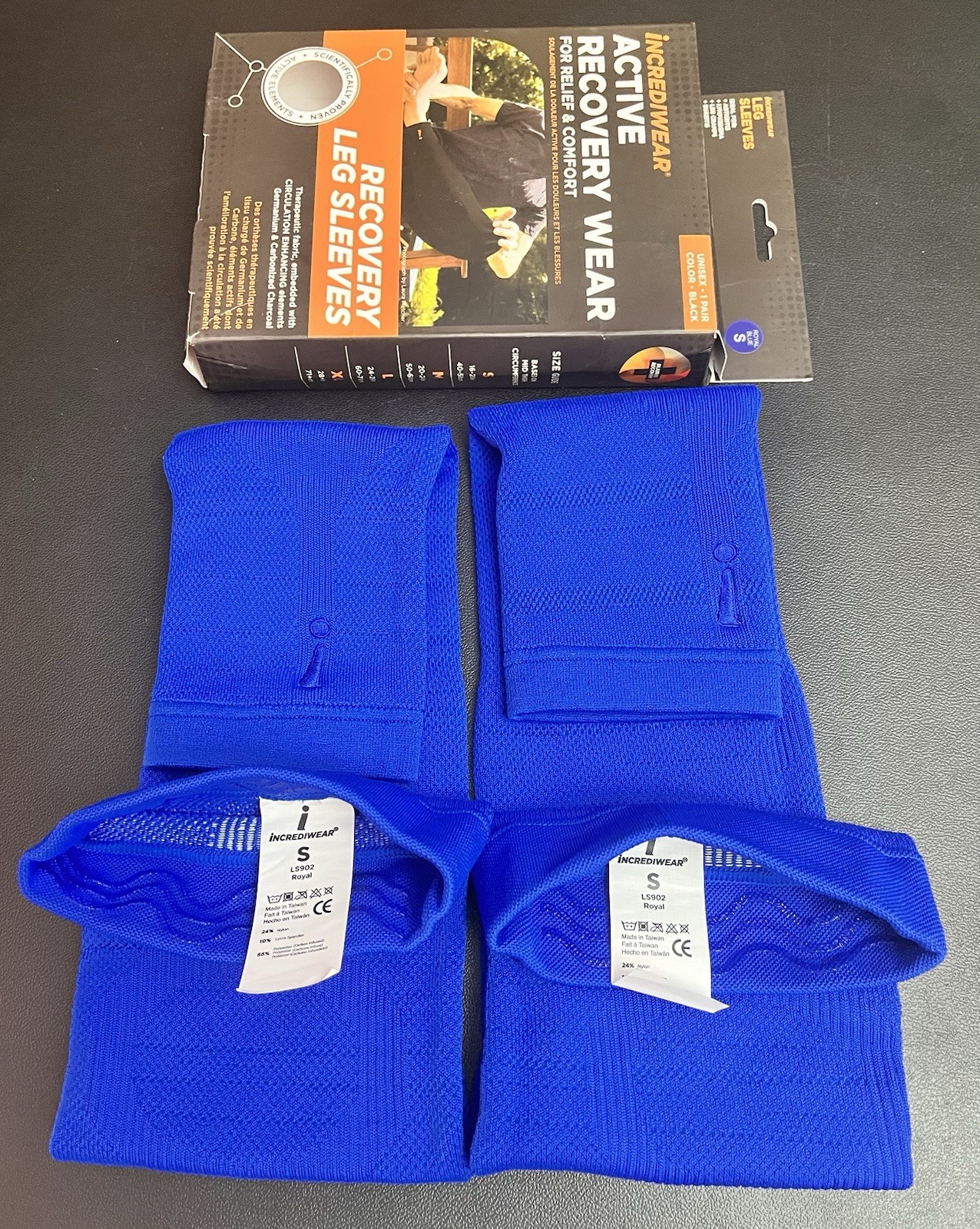 Incrediwear Leg Sleeve Pair Small Royal Compression Support – Used Good Cond.