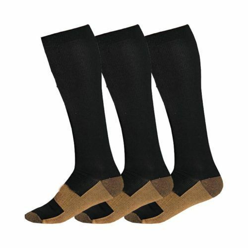 (3 Pairs) Copper Infused Compression Socks 20-30mmHg Graduated Mens Womens S-XXL