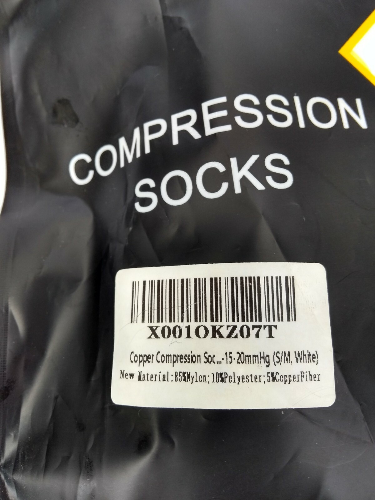 Copper Compression Socks 15-20mmHg Relief Men Women Small/Med White 3 Pairs