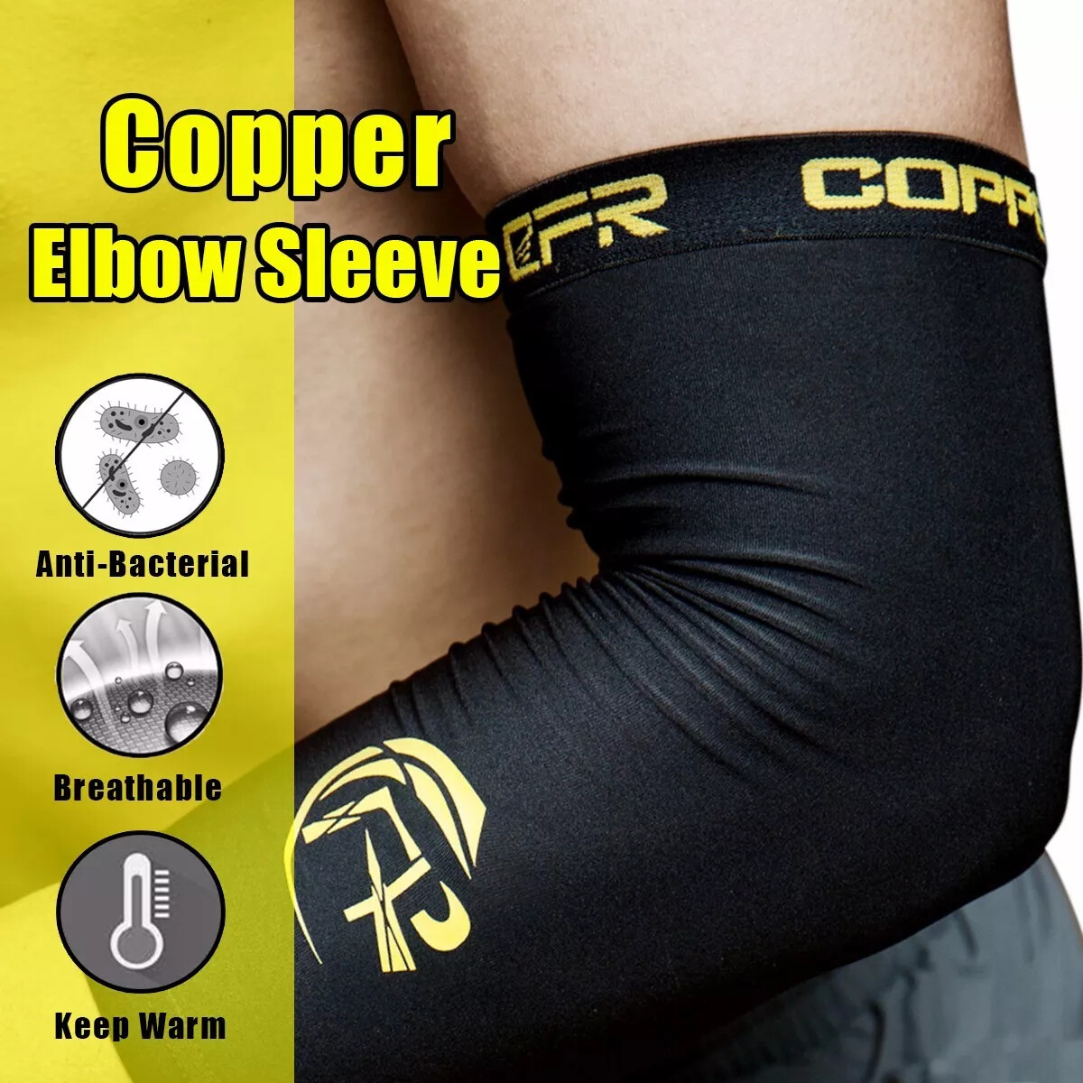 Copper Tennis Elbow Brace Support Compression Sleeves Arthritis Tendonitis Pain