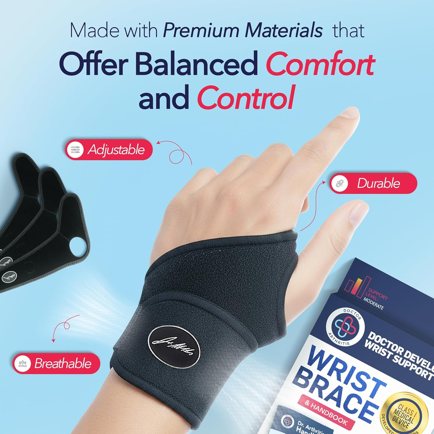 Doctor Developed Wrist Brace, Wrist Wraps for Carpal Tunnel Arthritis, Tendoniti