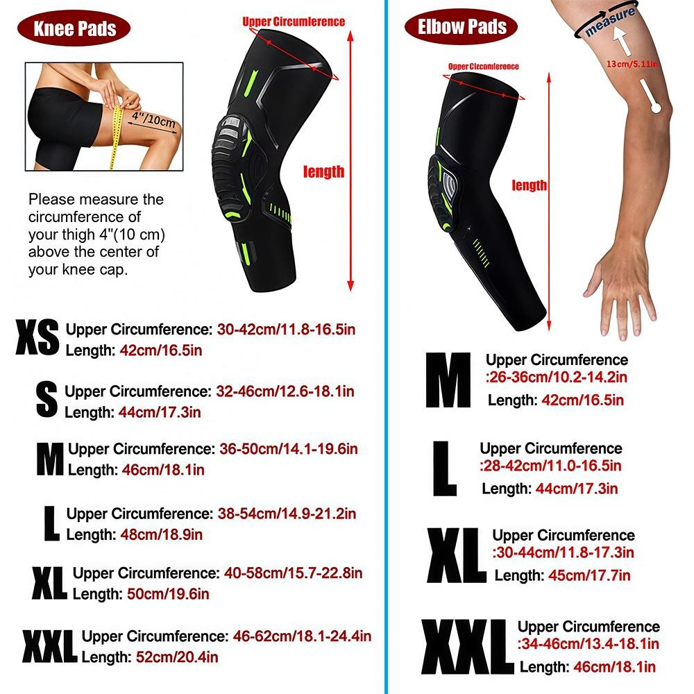 Sport Knee & Elbow Compression Pads, Crashproof Outdoor Protector Pair