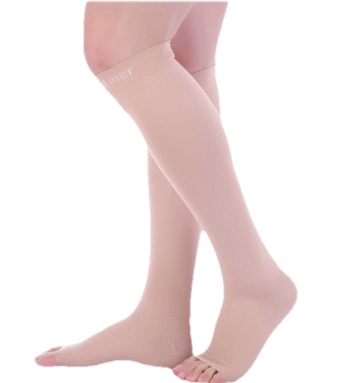 Doc Miller Compression Stockings Open Sleeve 20-30 Hg, 1 Pair,skin/nude ,large