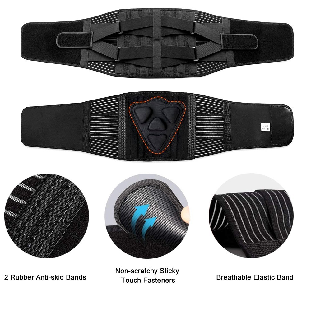 Lumbar Support Belt Lower Back Brace Adjustable Anti-Slip for Men & Women