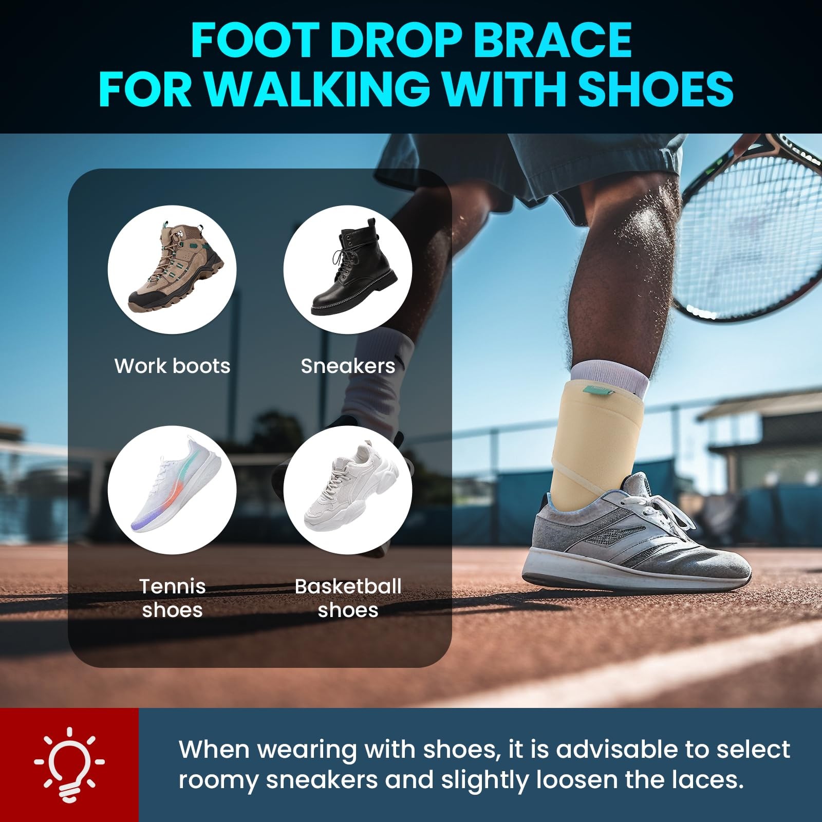 Drop Foot Brace with Arch Support, AFO Ankle Brace for Walking, Relieves Inst…