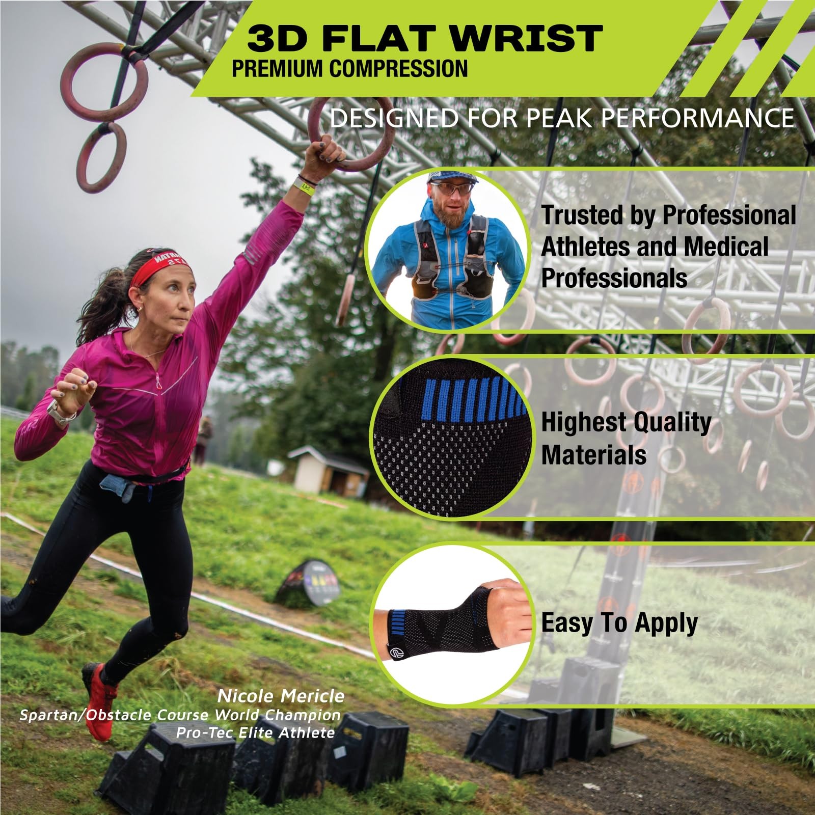 Pro-Tec Athletics 3D Flat Wrist Support, Wrist Brace, Compression Wraps, Pain…