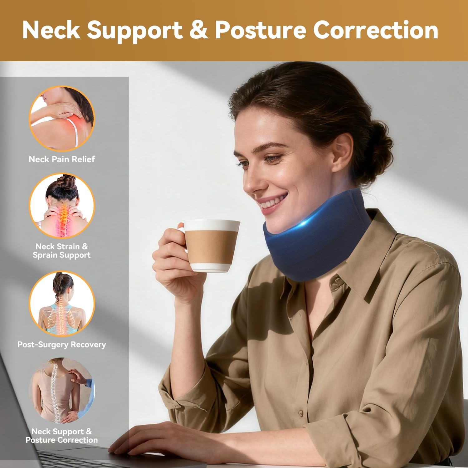 Goldeer Neck Brace for Sleeping, Soft Foam M(Size:12.6″-15.7″), Black
