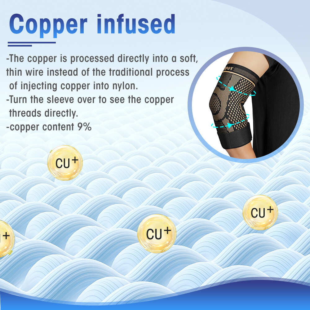 Copper Elbow Brace Support Compression Sleeve Arthritis Tendonitis Joint Pain US