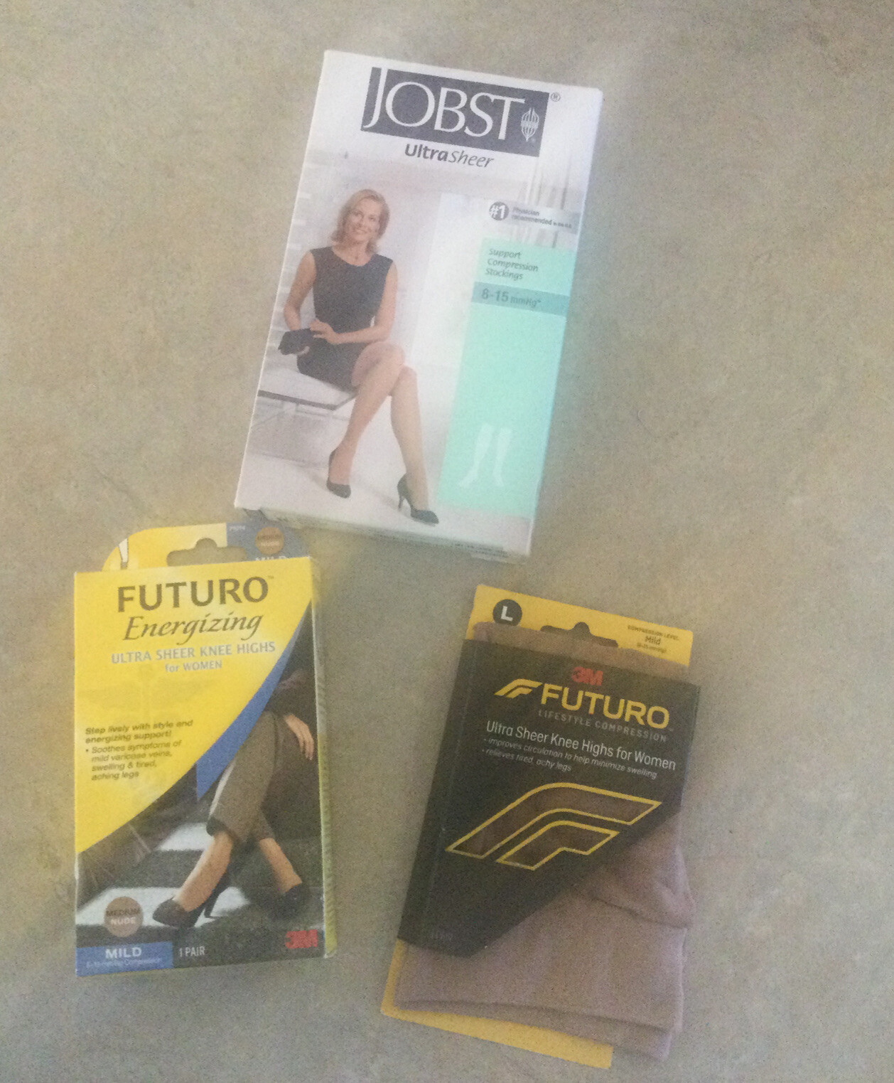 Futuro & JOBST LOT of 3 Ultra Sheer Knee High 8-15 mM Compression SZ MEDIUM M