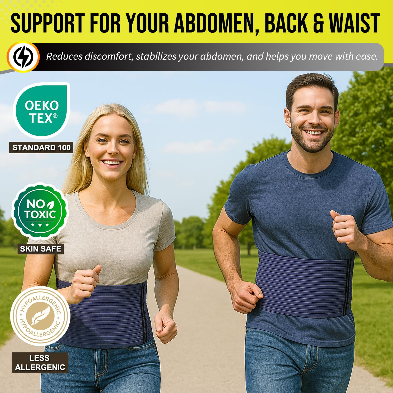Adjustable Umbilical Hernia Belt with Compression Pads for Men & Women