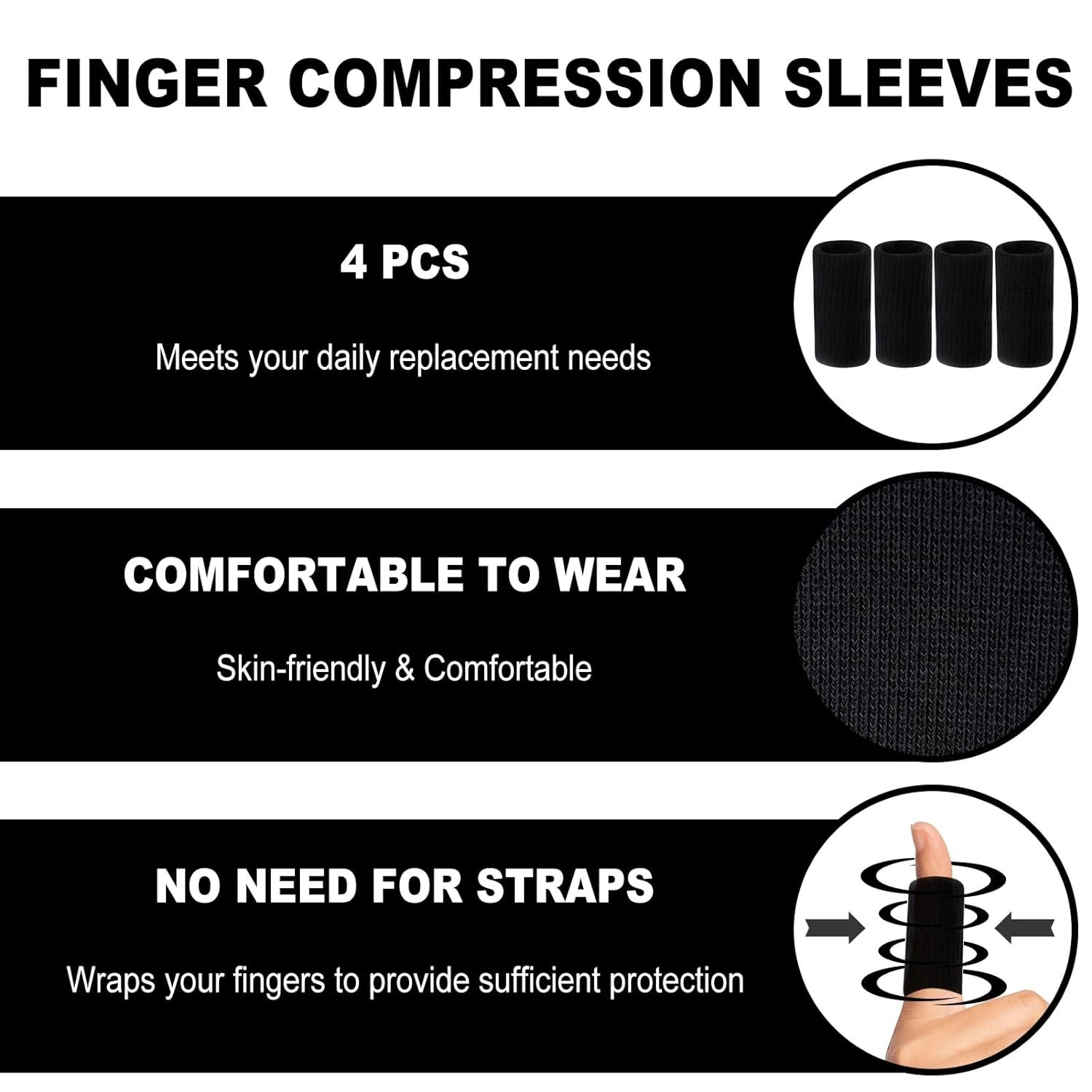 10Pcs Clear Oval Finger Splints & Sleeves Kit, 6 Graduated Trigger Finger Splint