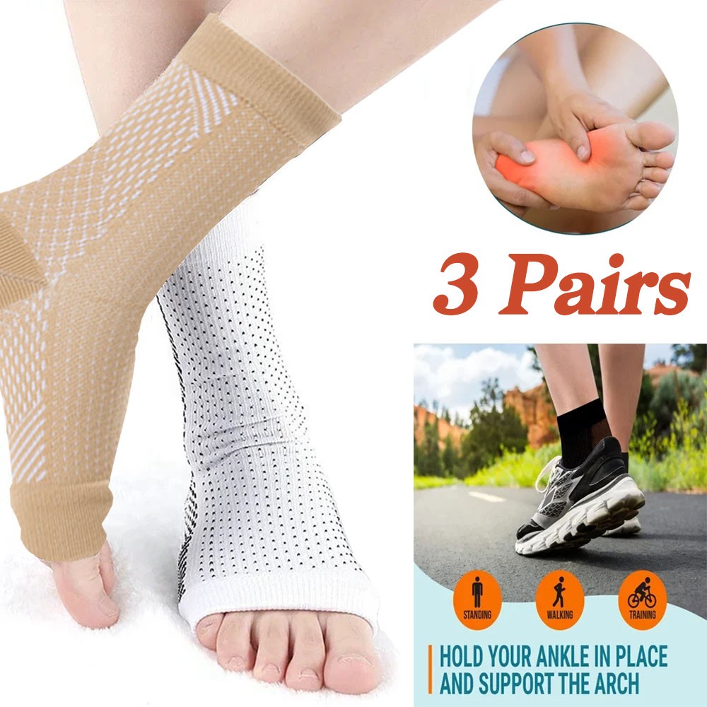 Foot Plantar Fasciitis Arch Support Compression Socks Ankle Heel Brace Sports