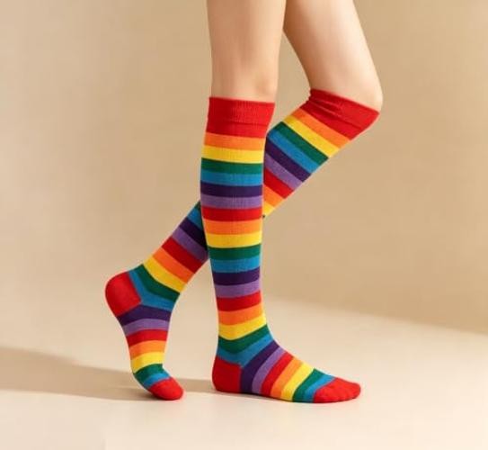 Knee High Socks for Women Men Multicolor