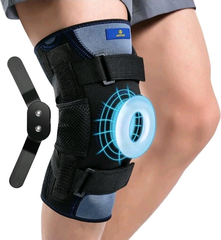 Slip on Breathable Decompression Hinged Knee Brace with Adjustable Straps