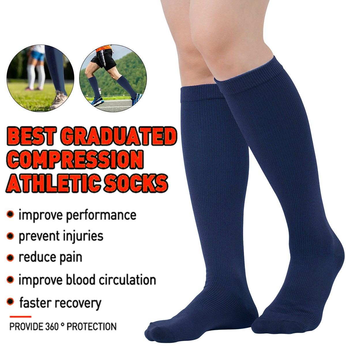 6Pairs Compression Socks Knee High 20-30mmHg Graduated Support Men Women S-XXL