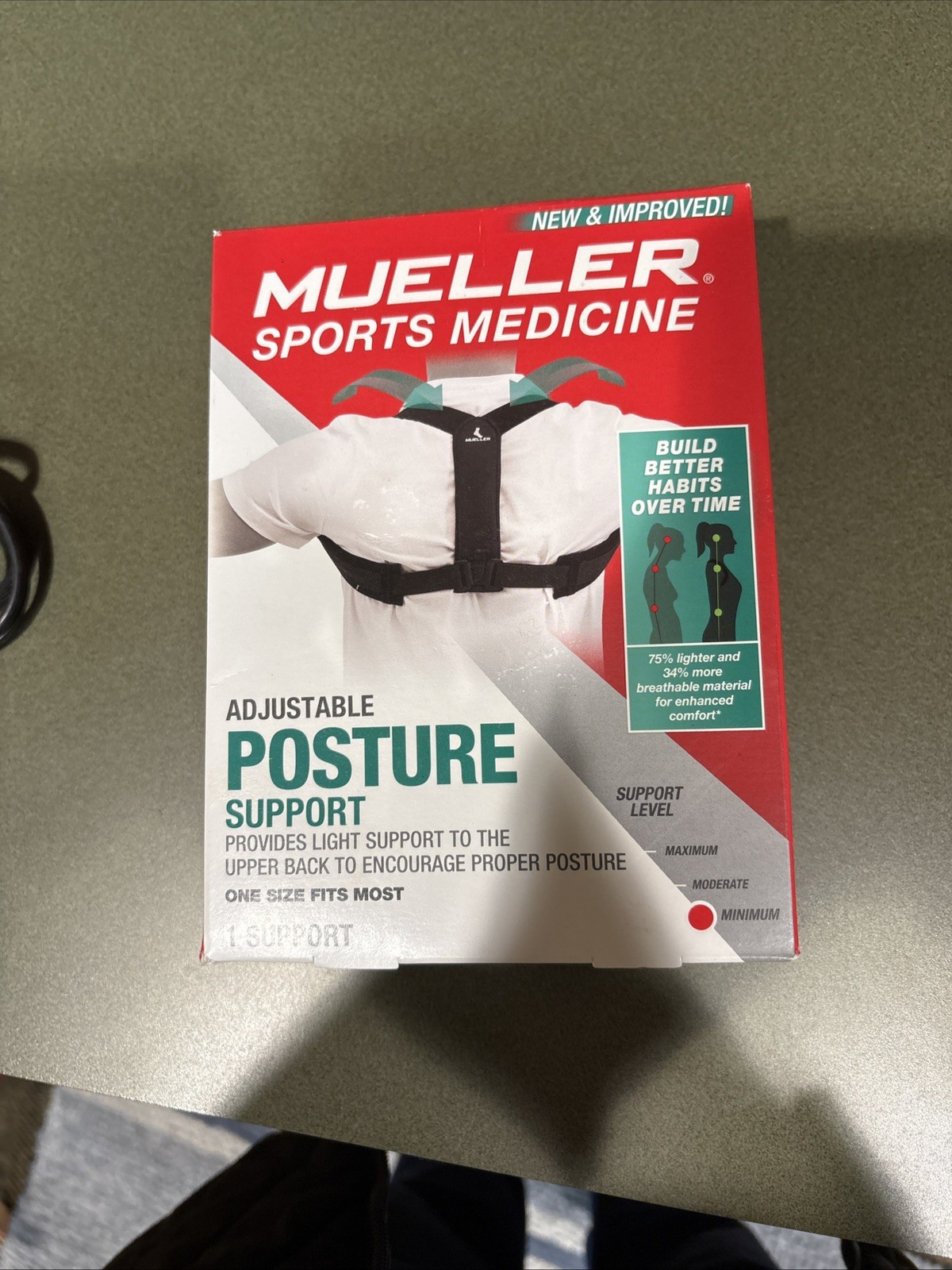 BACK BRACE – Mueller Sports Medicine Adjustable Posture Corrector, Black,