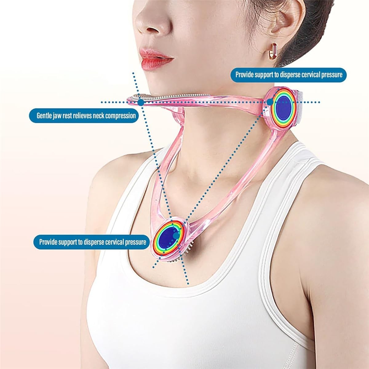 Neck Brace for Pain and Support, 360° Adjustable One Size, Pink