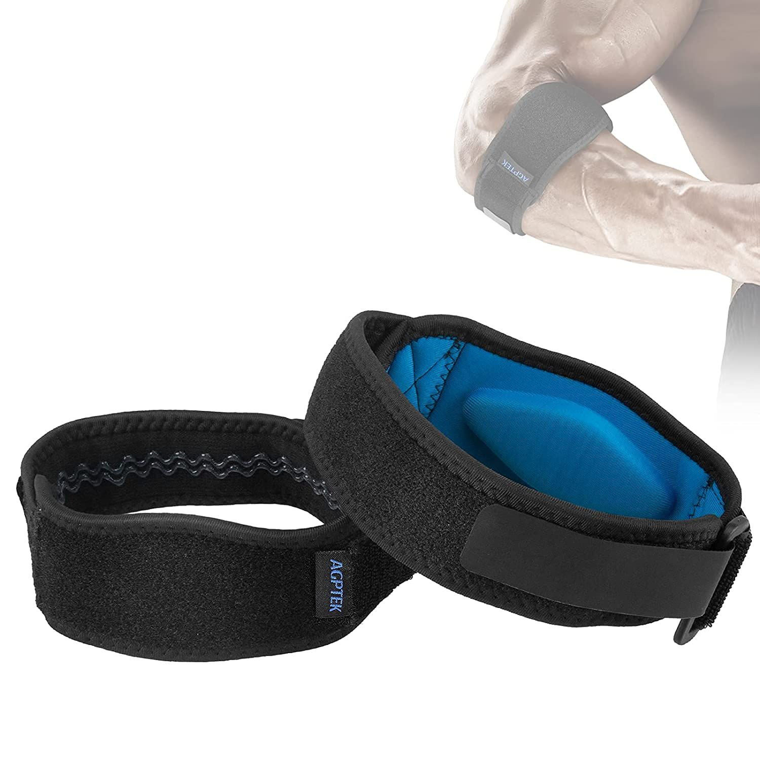 AGPTEK Elbow Brace for Tendonitis and Tennis 2 Pack, One Size, Blue