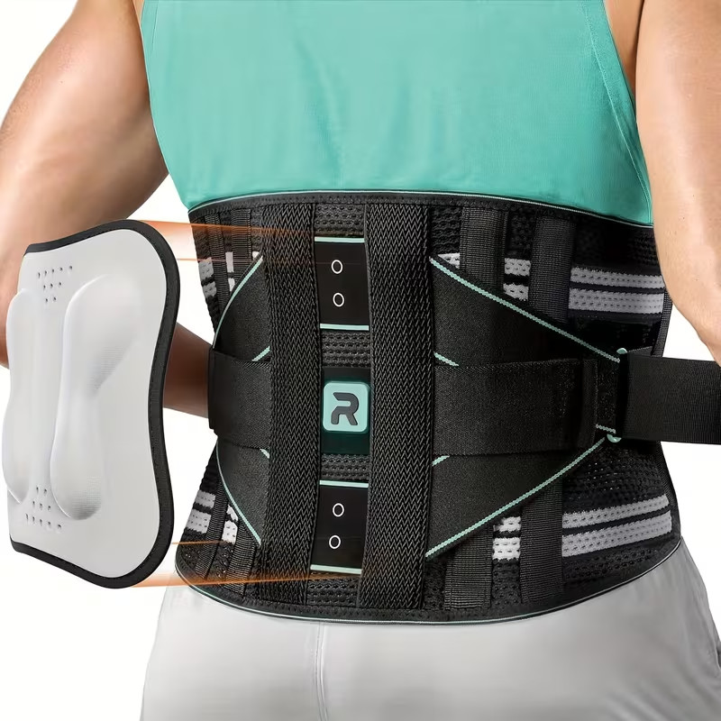 Lumbar Support Back Brace with Massage Pad Adjustable Lower Back Belt Men Women