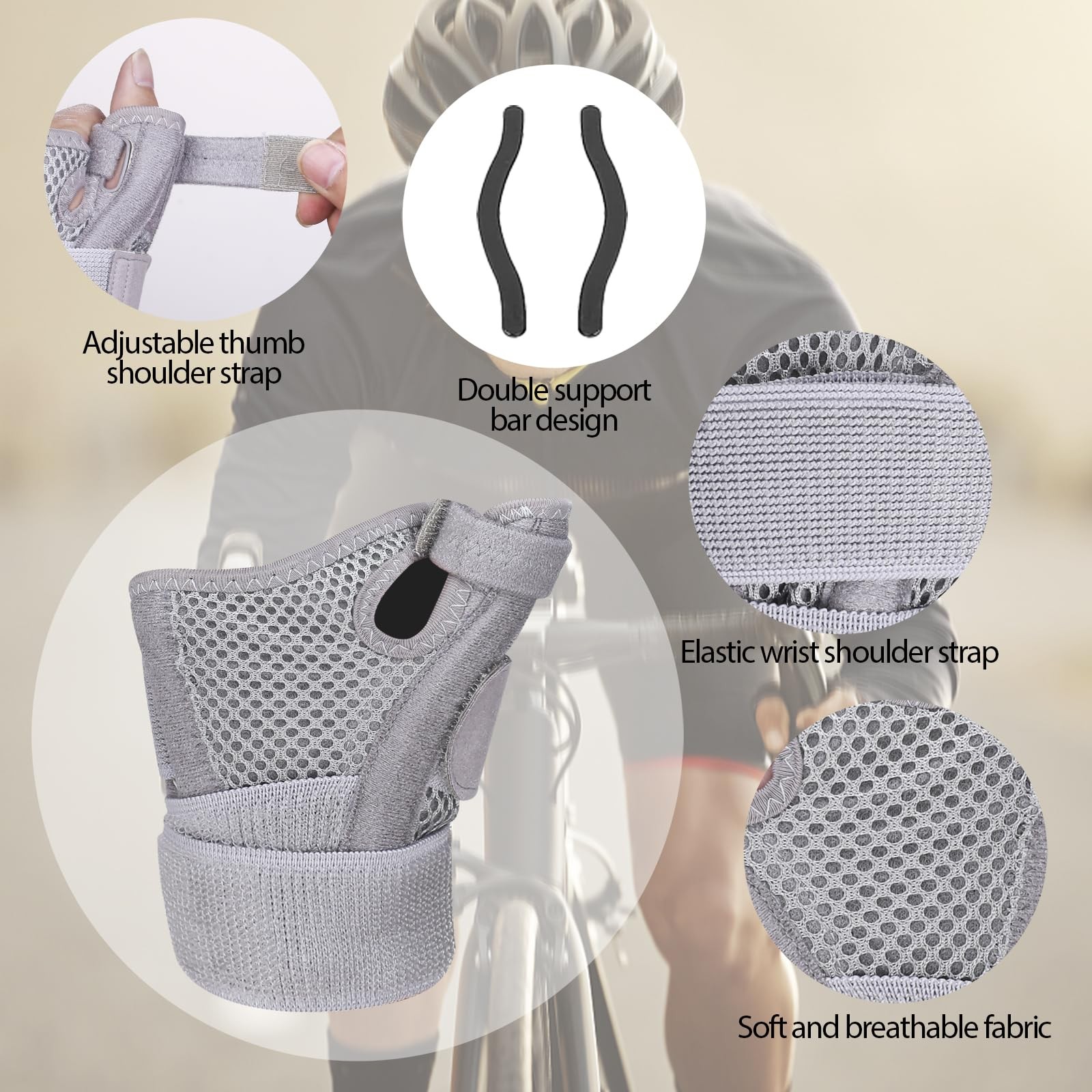 Yasdyri Thumb Support for Left or Right Hand Adjustable Splint Gray