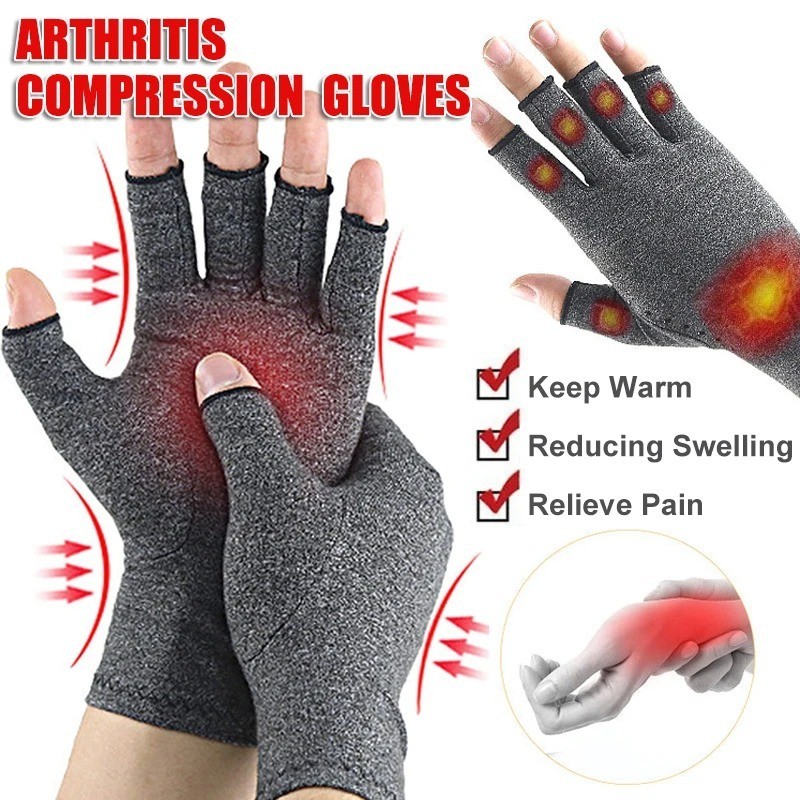 1 Pair Fingerless Compression Gloves for Hand Support Arthritis Sports Relief