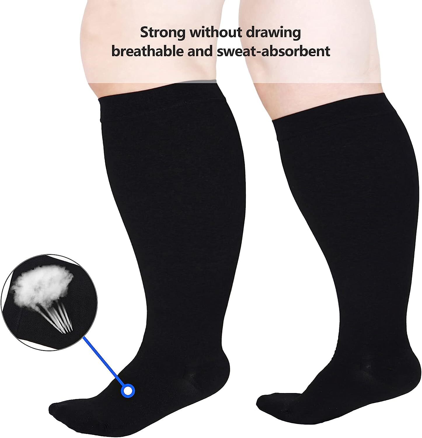 S M L 2XL 3XL 4XL Compression Socks Women Men Wide Calf Flight Socks Knee High