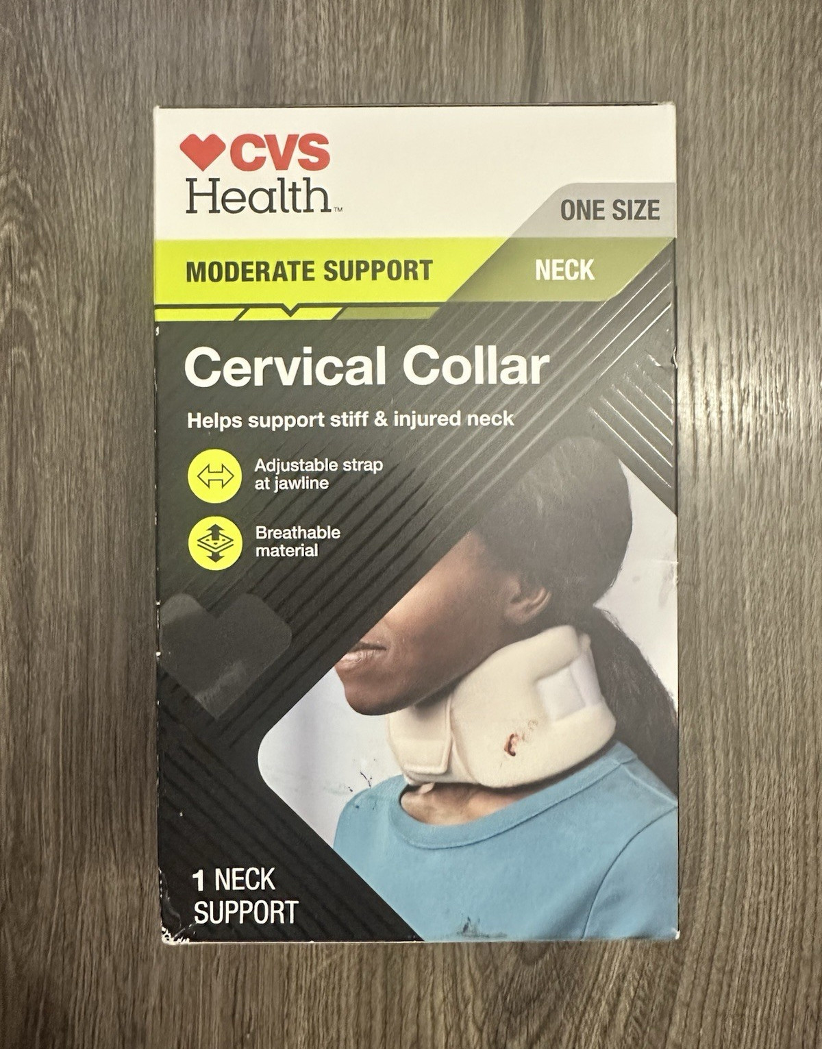 CVS Health Cervical Collar Neck Support Adjustable Foam Beige One Size