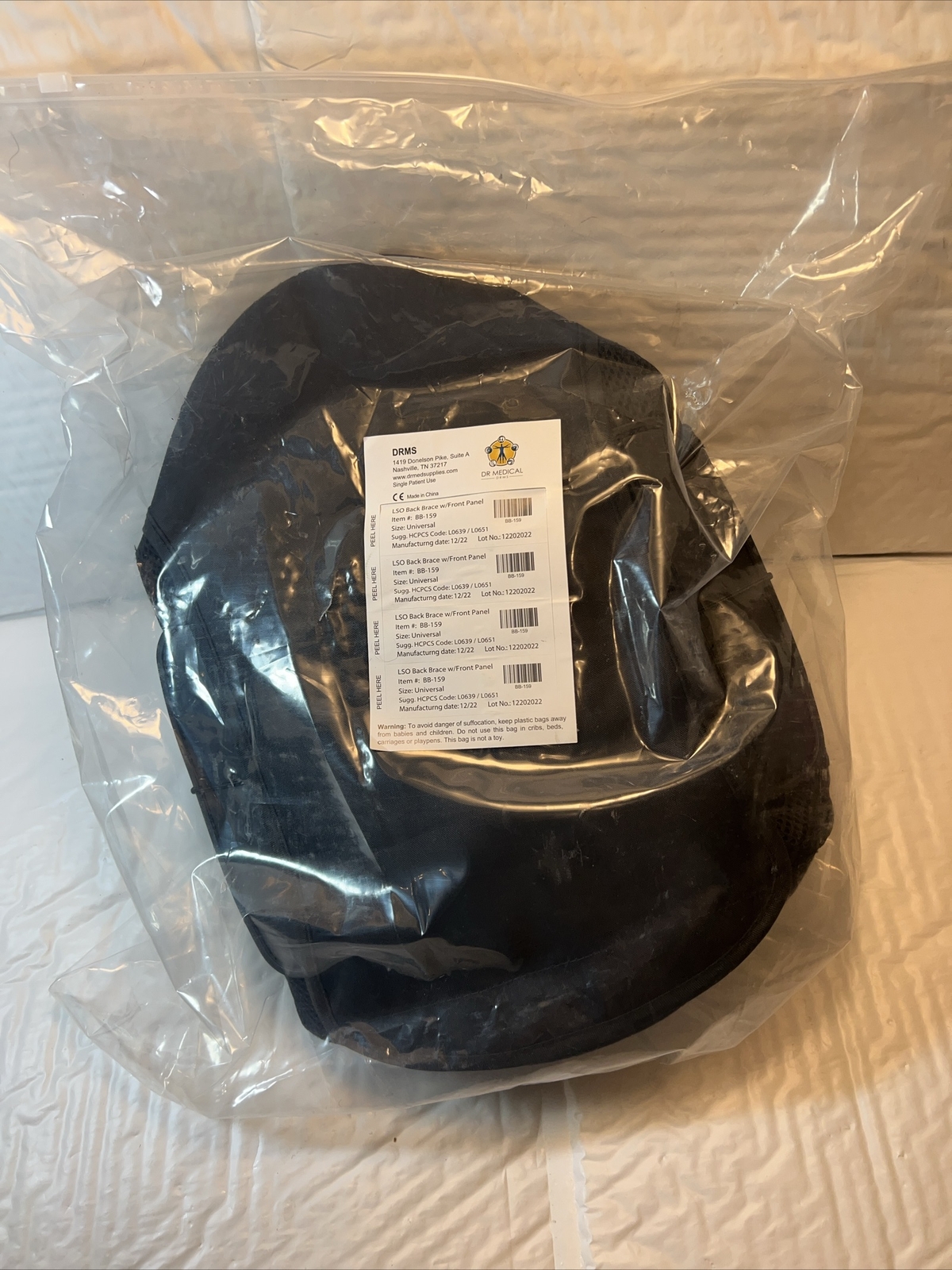 NEW Dr Medical DRMS “The Solace LSO” Black Back Brace # BB-159
