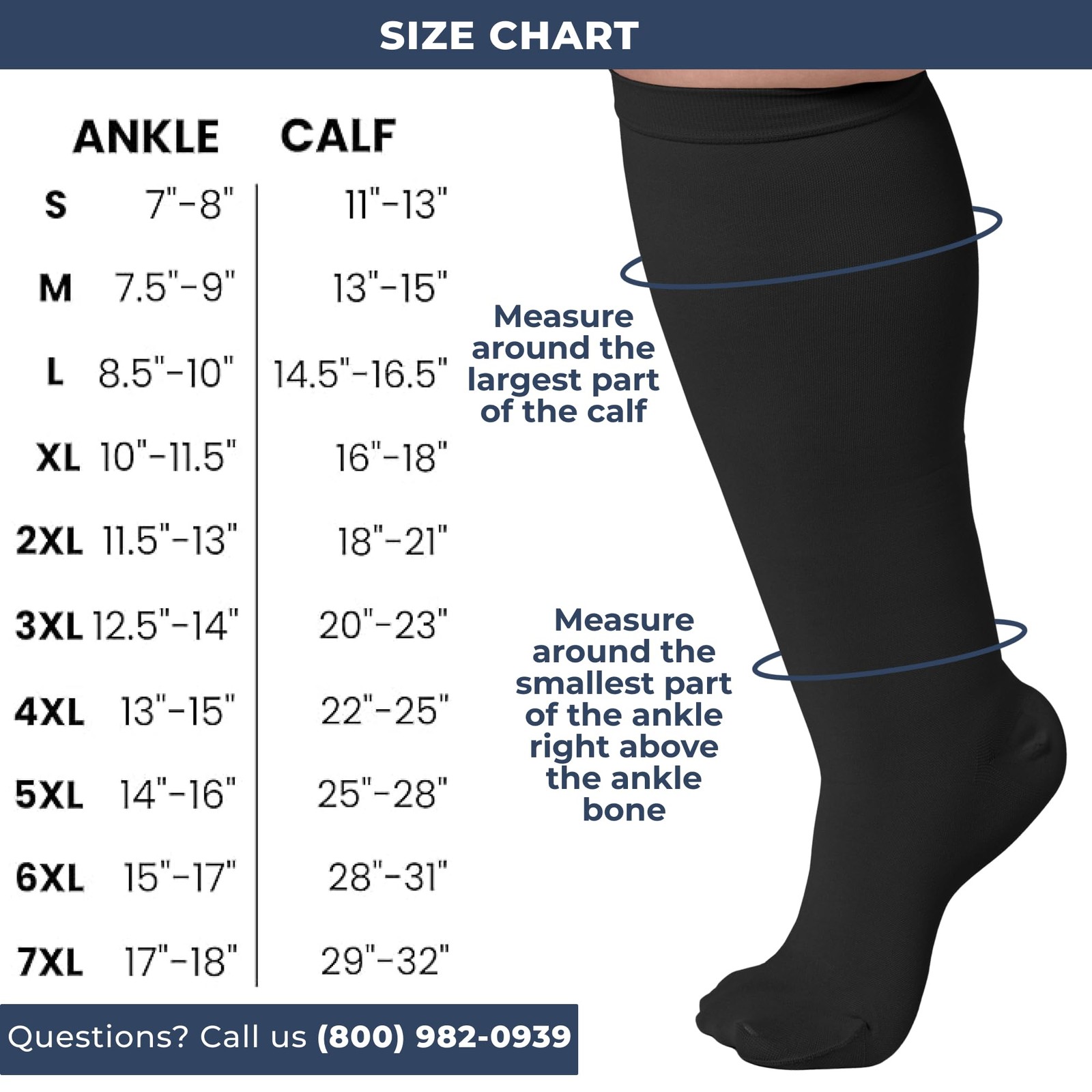 for Women and Men 20-30mmHg Wide Calf – XXL Knee High Compression Stockings f…