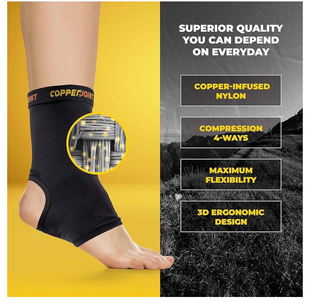 Compression Ankle Sleeve Copper Infused High Performance Breathable sz Medium