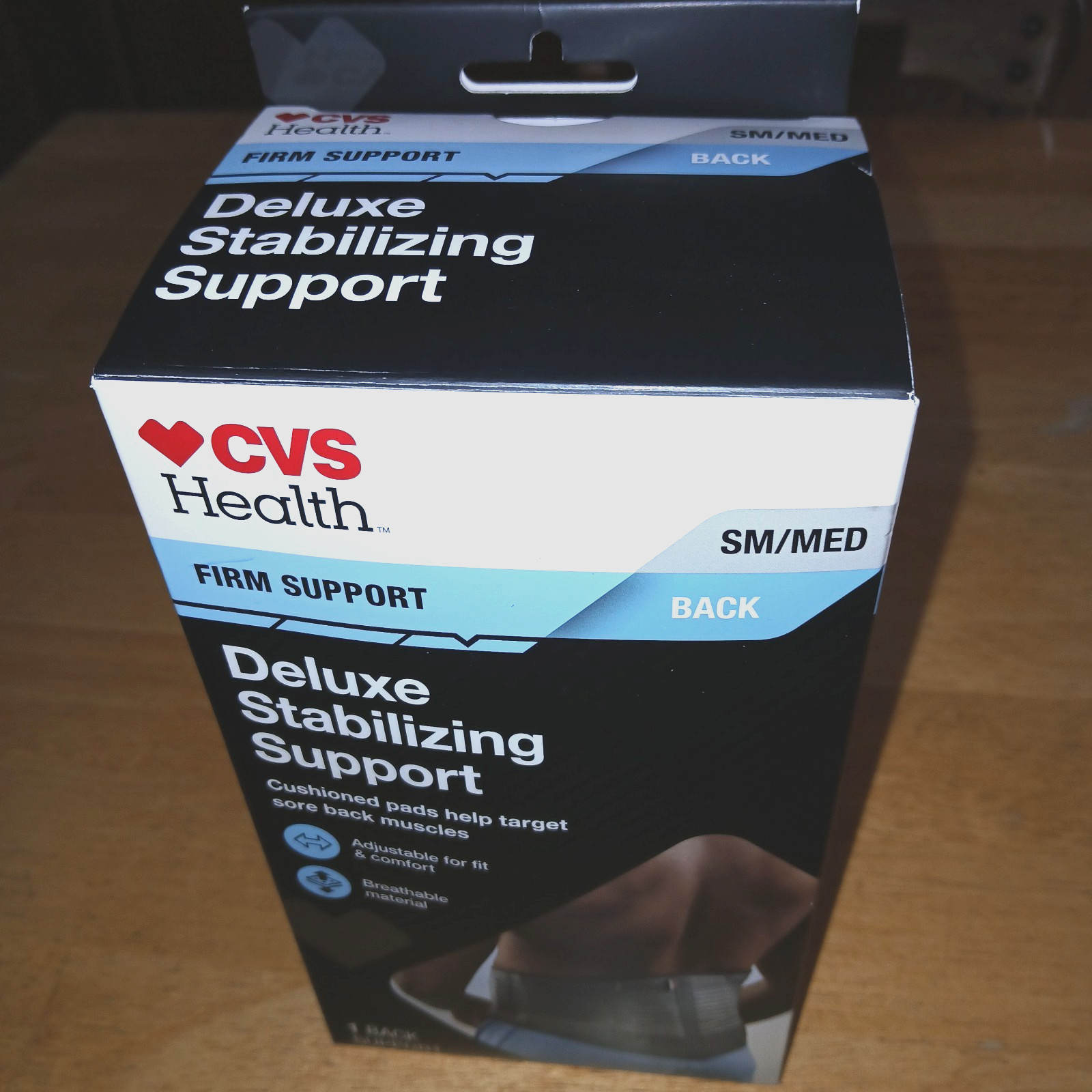 CVS HEALTH DELUXE STABILIZING SUPPORT-SM/MED-NIB-CUSHIONED PADS/ADJUSTABLE