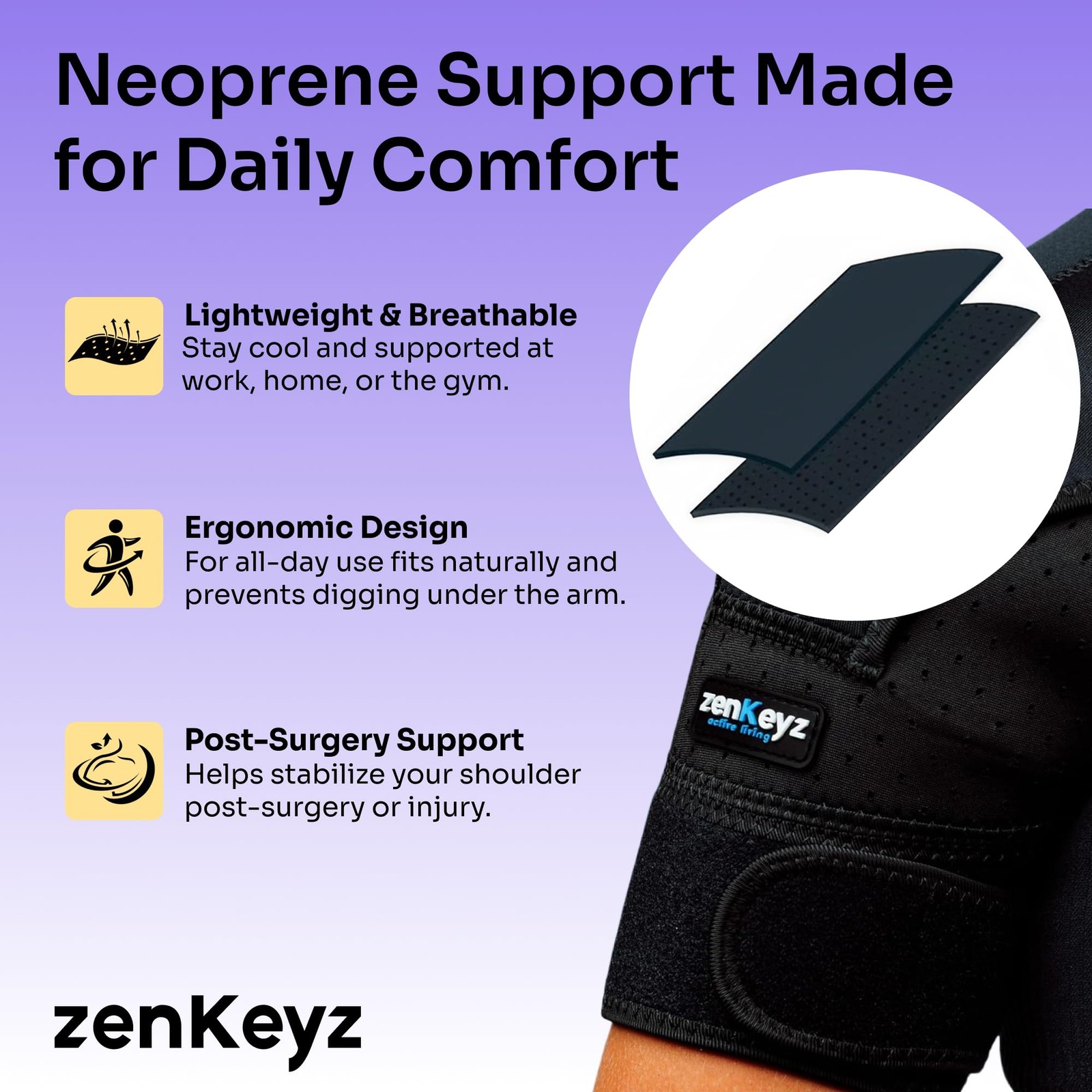Shoulder Brace for Men & Women – Size XS/S (Chest 24-30″) – Black Neoprene Co…