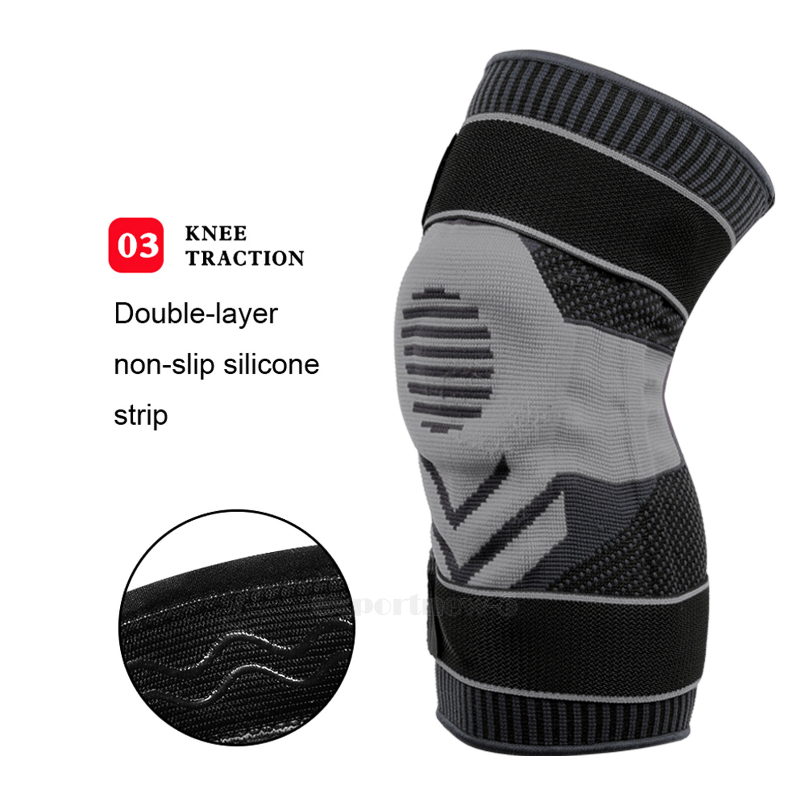 Knee Brace Compression Sleeve Support with Gel Pad Side Stabilizers Patella Wrap