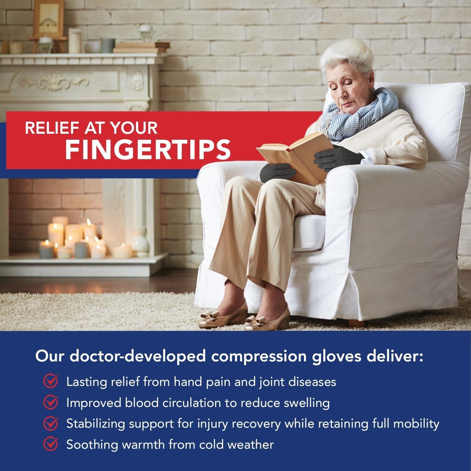 High Stretch Compression Gloves for Arthritis Carpal Tunnel Grey Medium