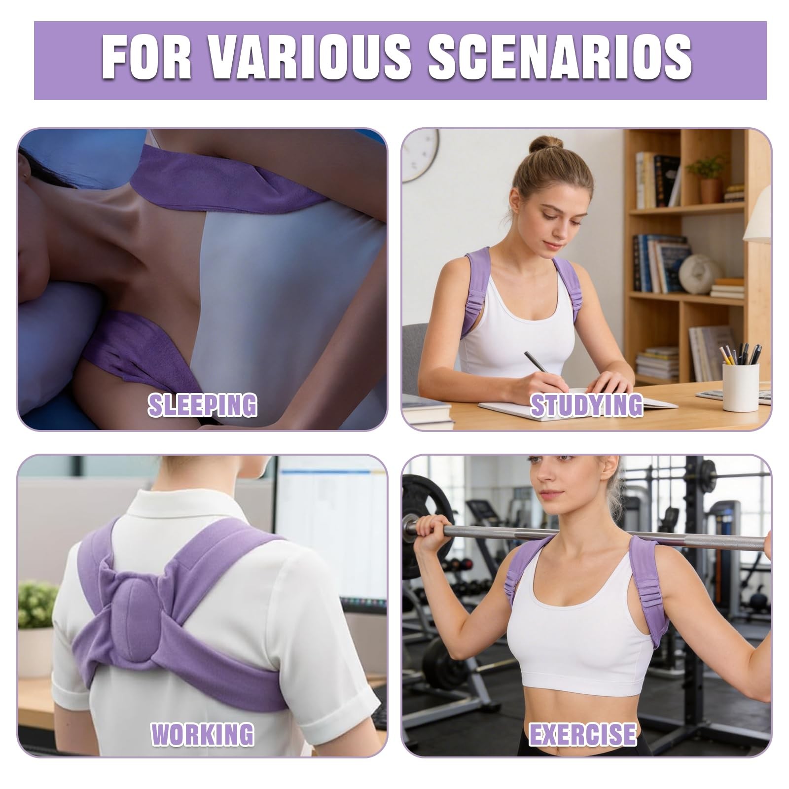 Afalin Shoulder Brace for Sleeping & Mask, X-Large, Purple