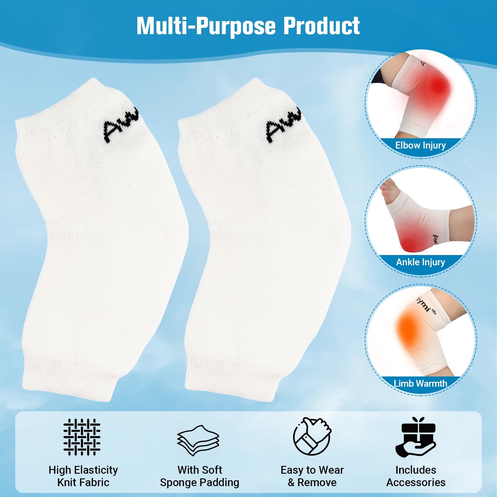 Heel And Elbow Protectors (One Pair) with Foam Pads, Lightweight Knit Elbows …