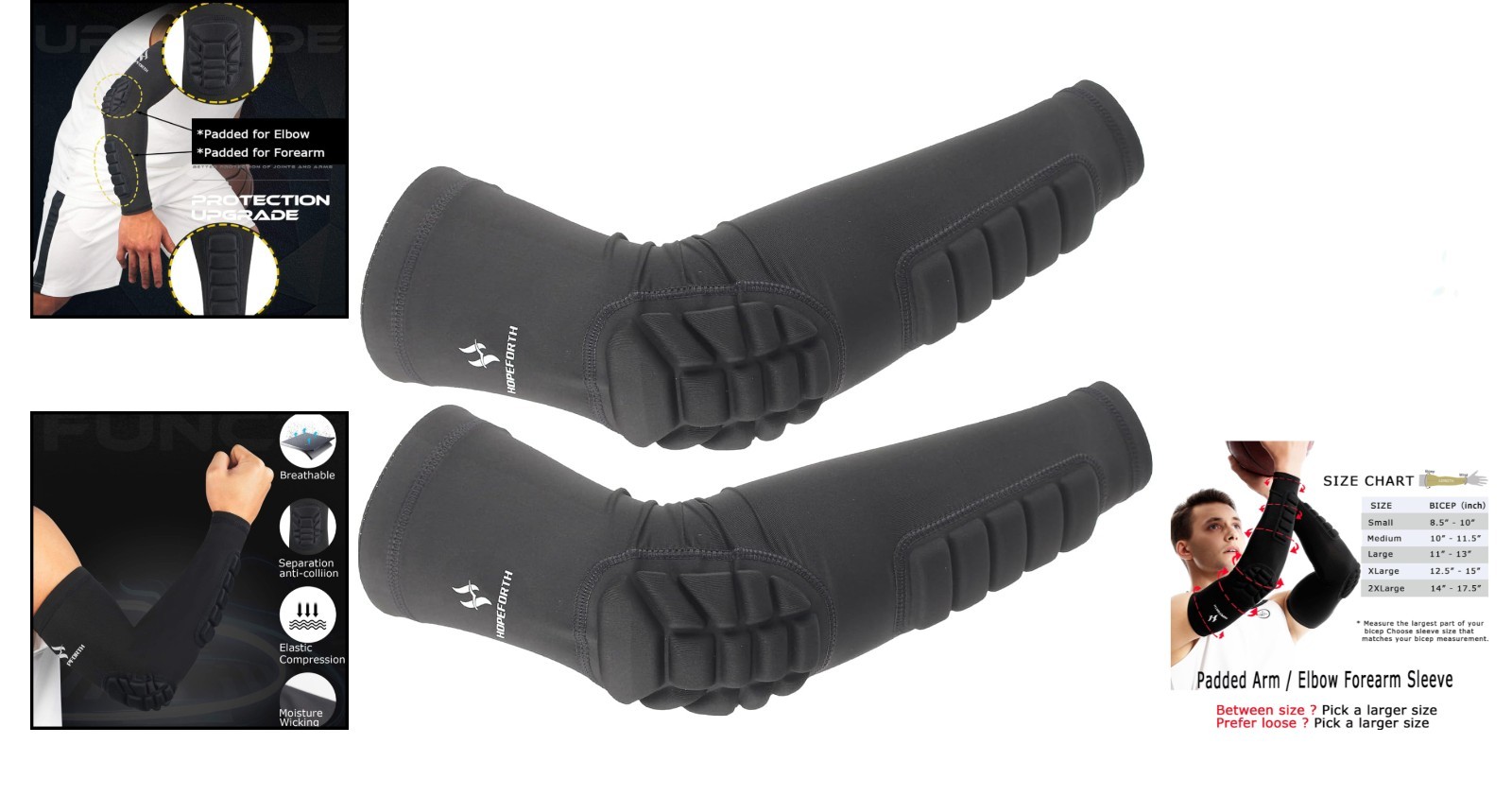 2PCS Padded Compression Arm Sleeves for Ultimate Elbow & Forearm Protection