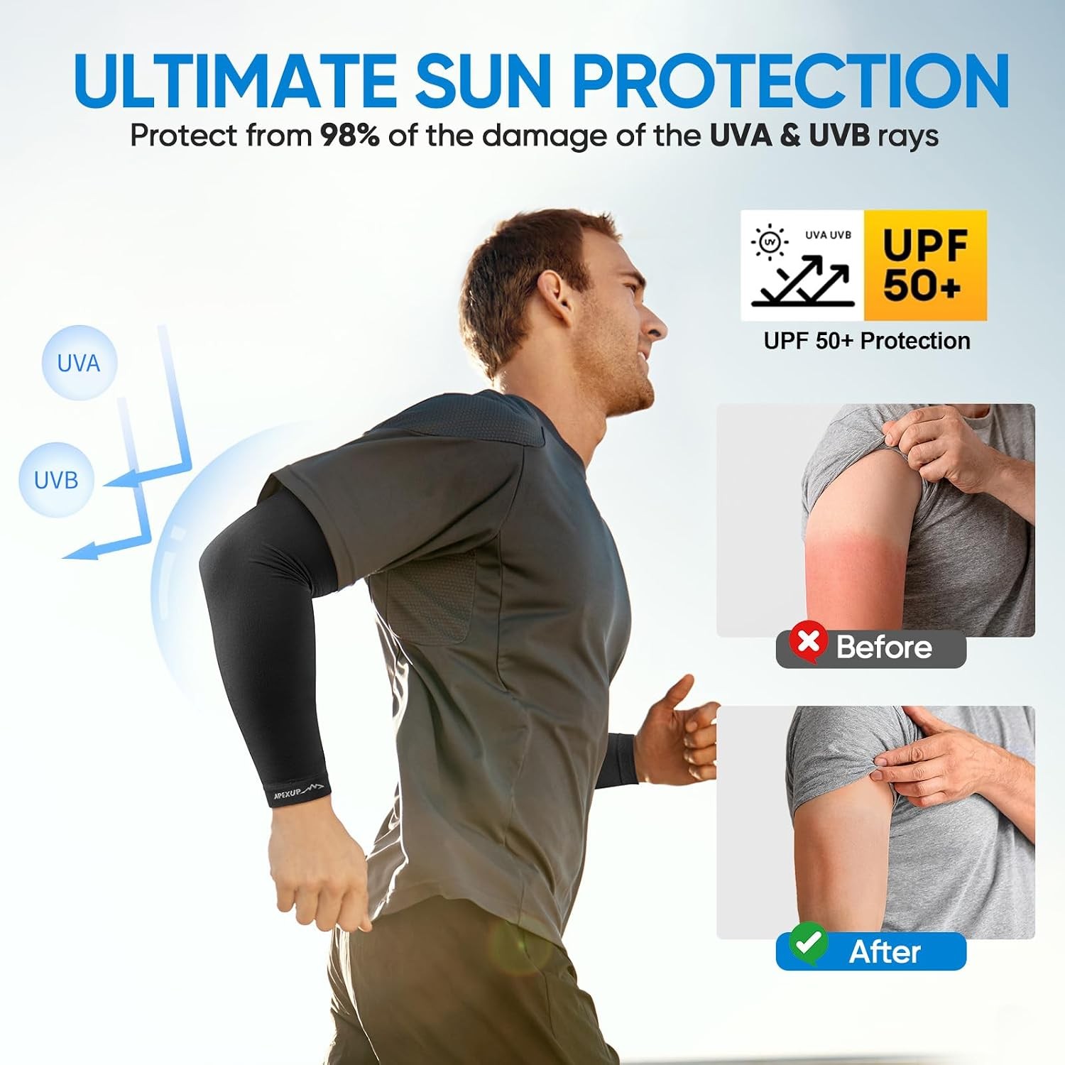 Sun Protection Cooling Arm Sleeves UPF 50 Outdoor Sports Compression